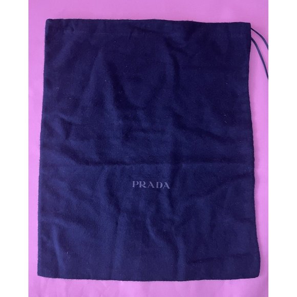 Prada Dust Bag Storage Cover Pouch Drawstring Blue Cotton 13.5" x 14" - Picture 1 of 4